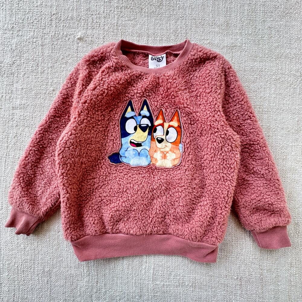 Bluey Pink Fleece Sweatshirt GUC 5T